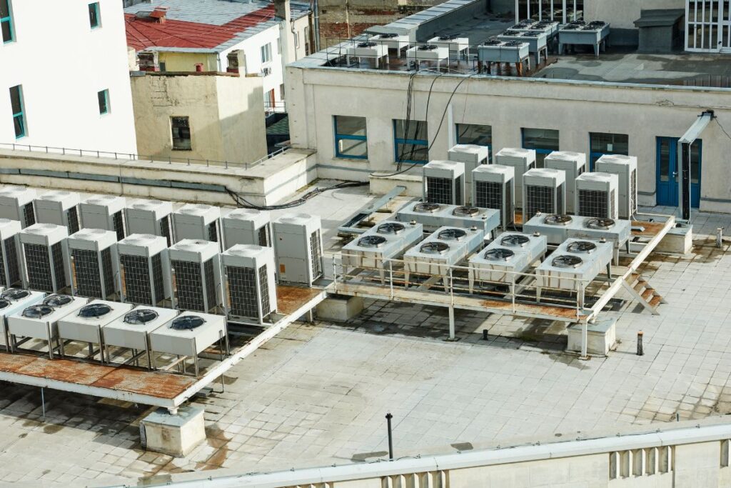 Hvac systems on flat roof