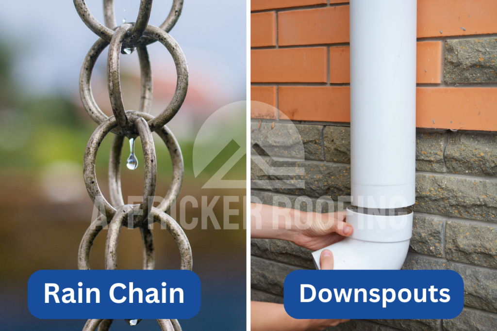 Rain chain vs. Downspouts