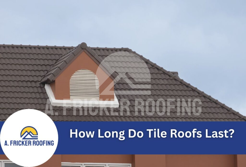 Modern home with brown tile roof and dormer window under cloudy sky