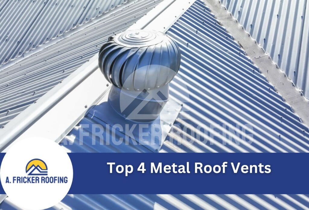 Metal roof turbine vent on corrugated steel roofing for ventilation system