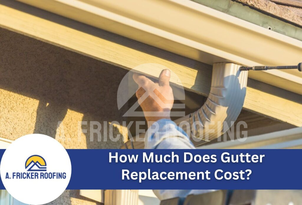 Professional roofer installing gutters on residential home exterior