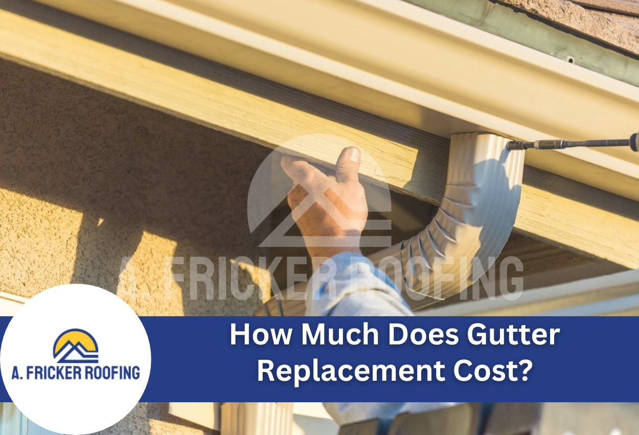 Professional roofer installing gutters on residential home exterior