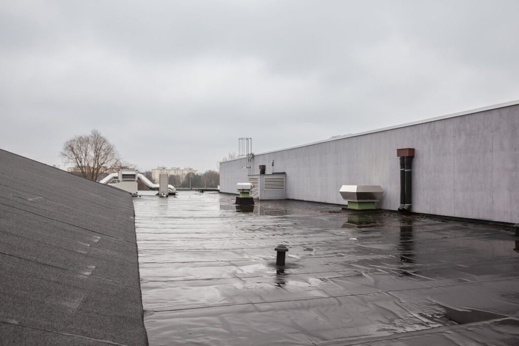 Water pooling on flat roof