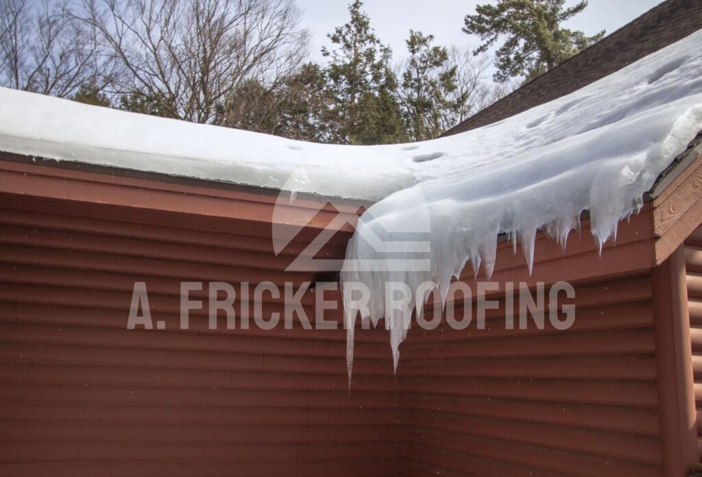 Ice dam on roof