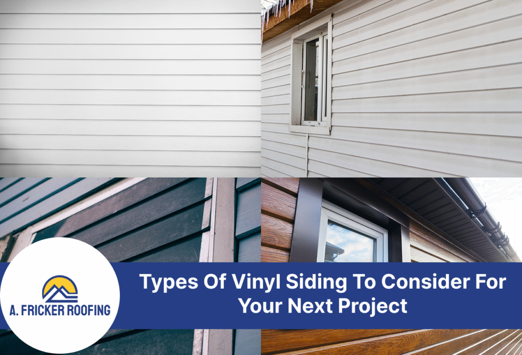 Various types of vinyl siding displayed for roofing and home improvement projects.