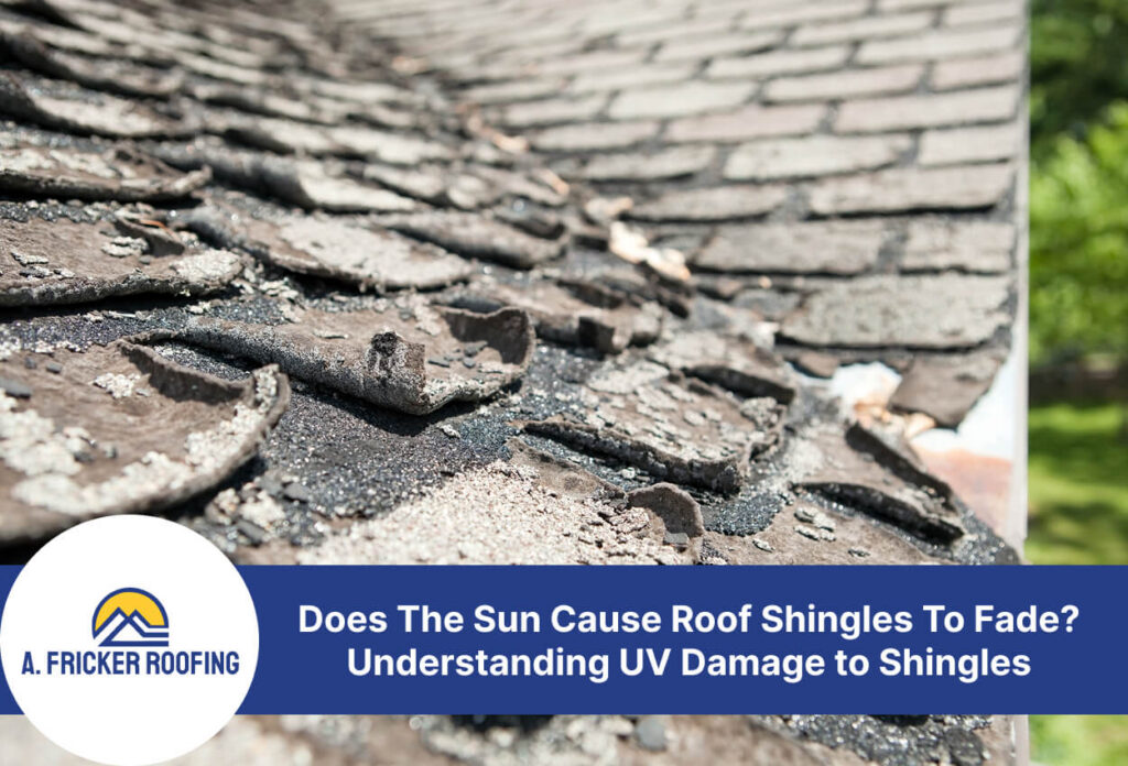 Close-up of cracked and faded roof shingles under sunlight, illustrating uv damage.