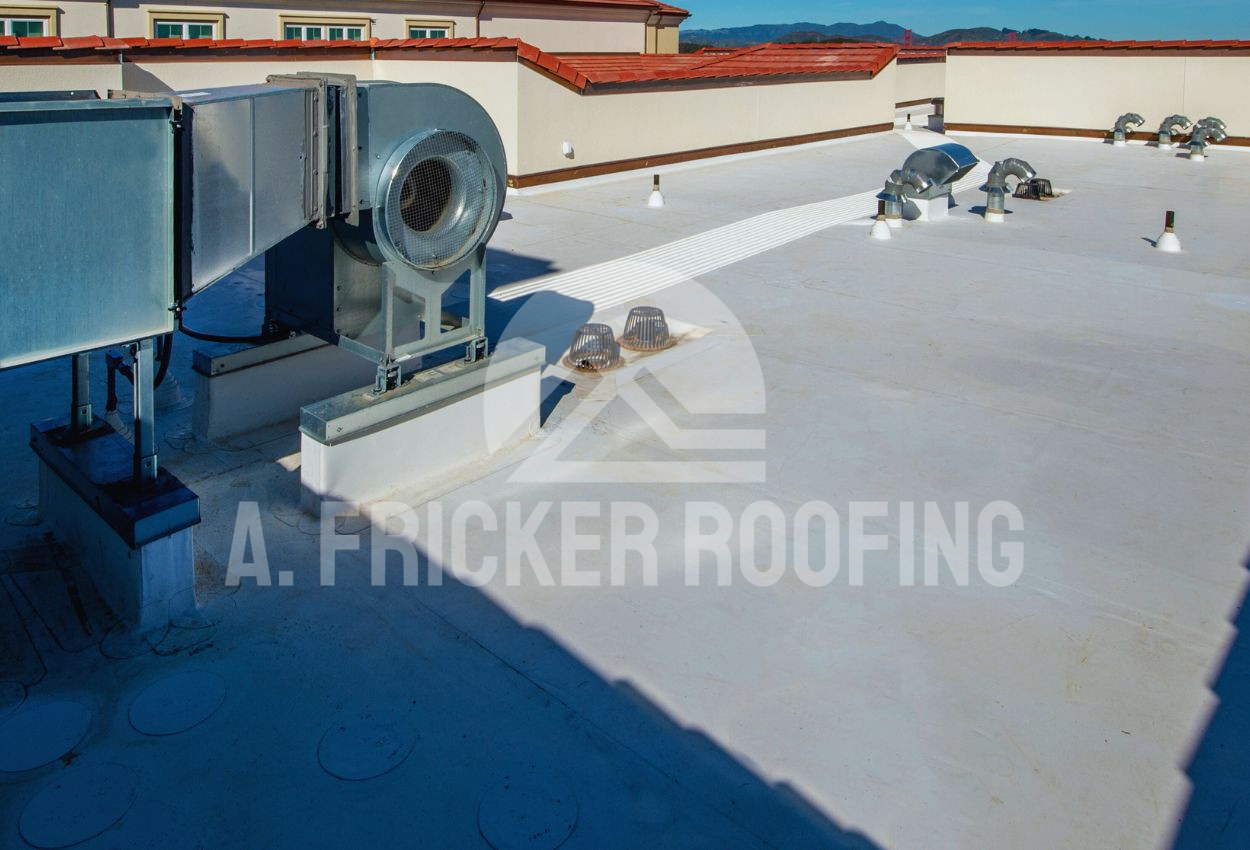 Industrial rooftop with HVAC units and ventilation system