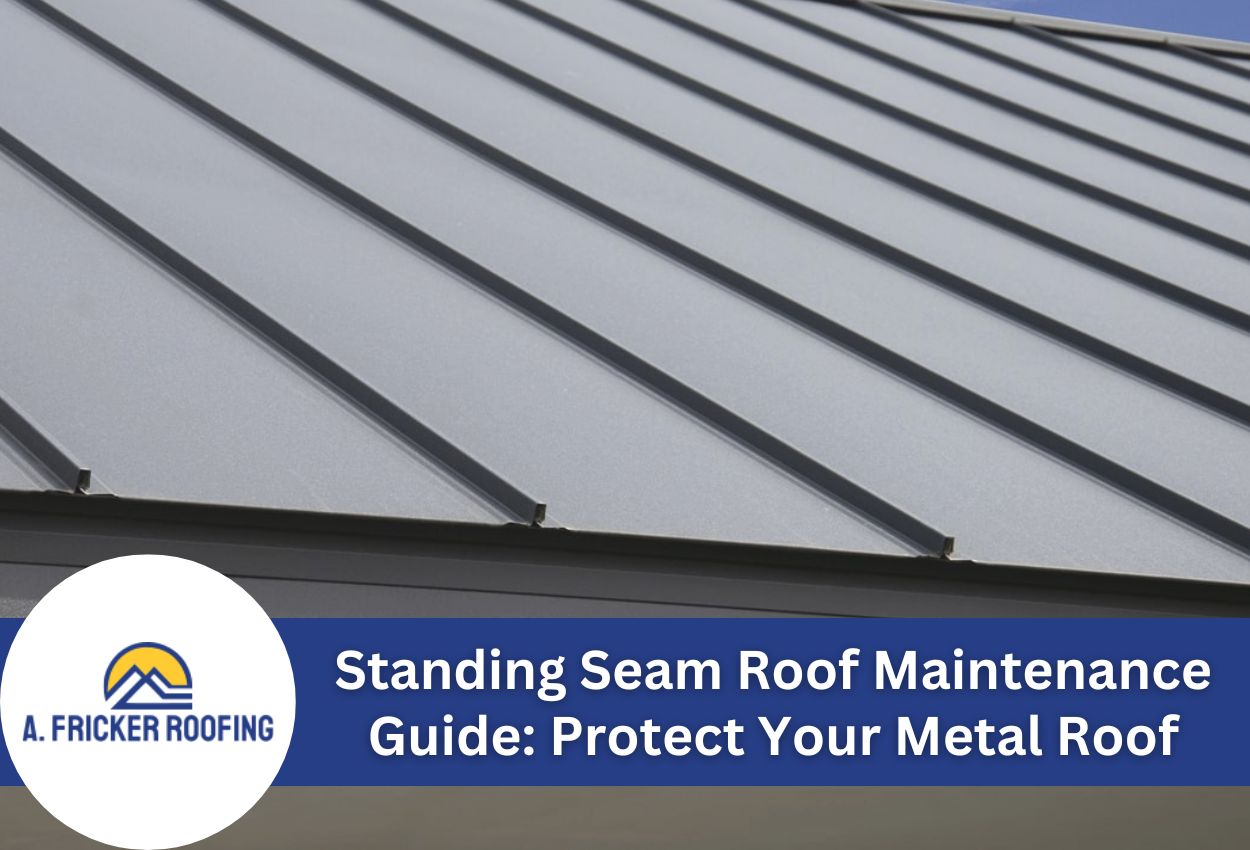 Metal roof with standing seam design emphasizing maintenance tips