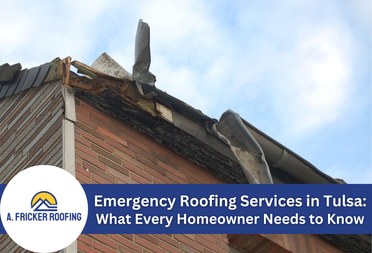 Damaged roof in need of emergency repair services in Tulsa area