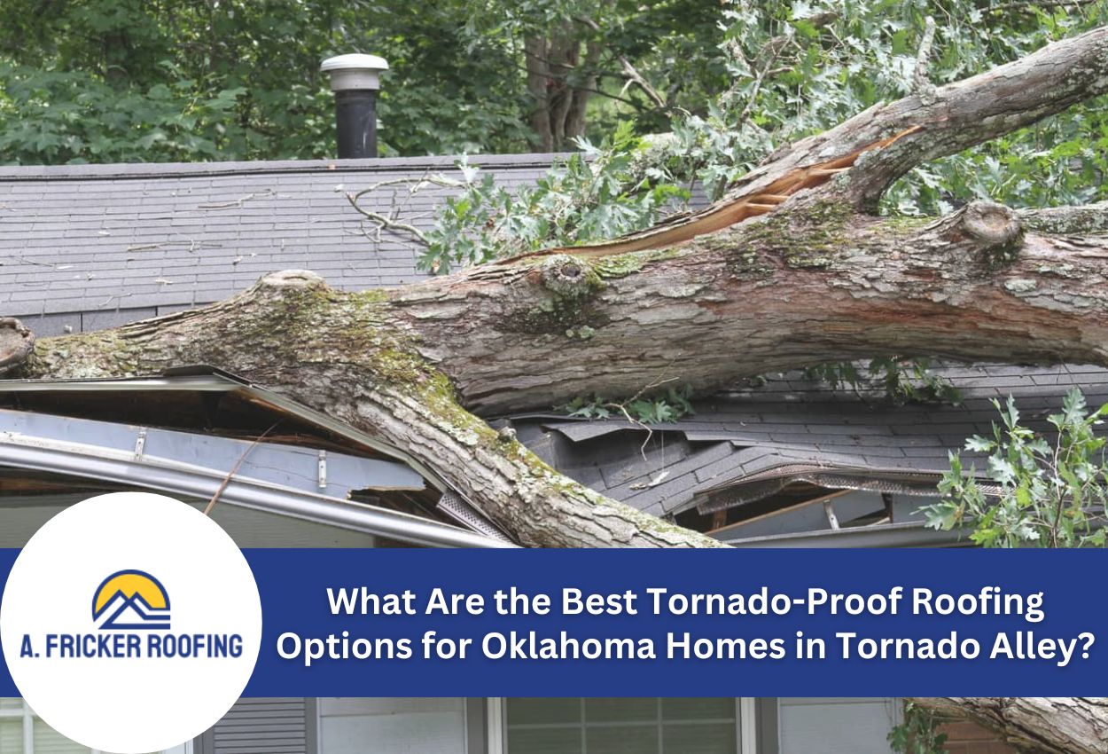 Fallen tree damages roof showcasing need for tornado-proof options.