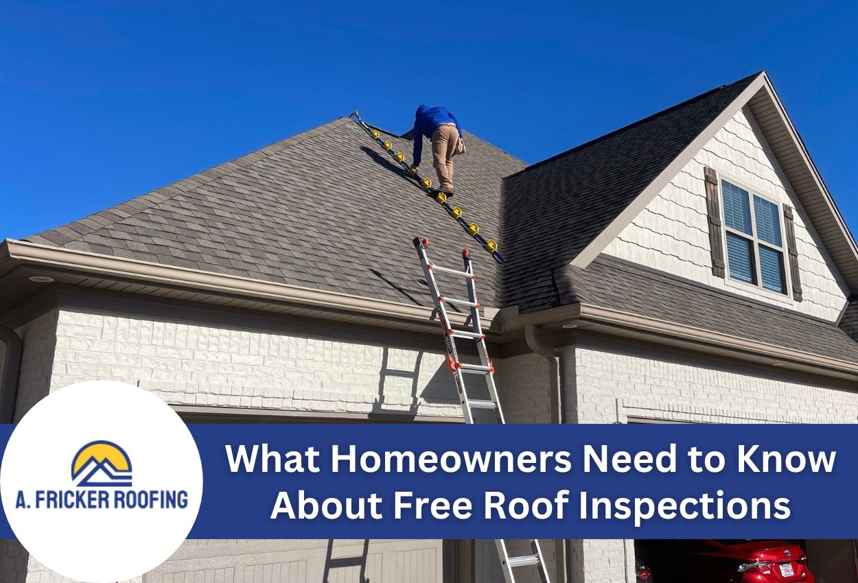 Roof inspector climbing ladder for home inspection under clear blue sky.