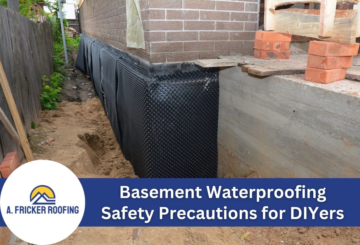 Basement waterproofing with textured black barrier for DIY home improvement.