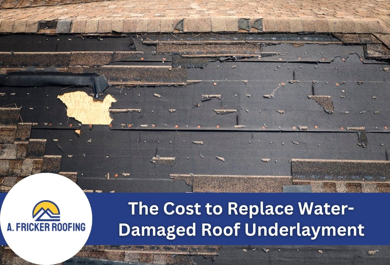 Roof showing damaged underlayment needing repair and replacement.